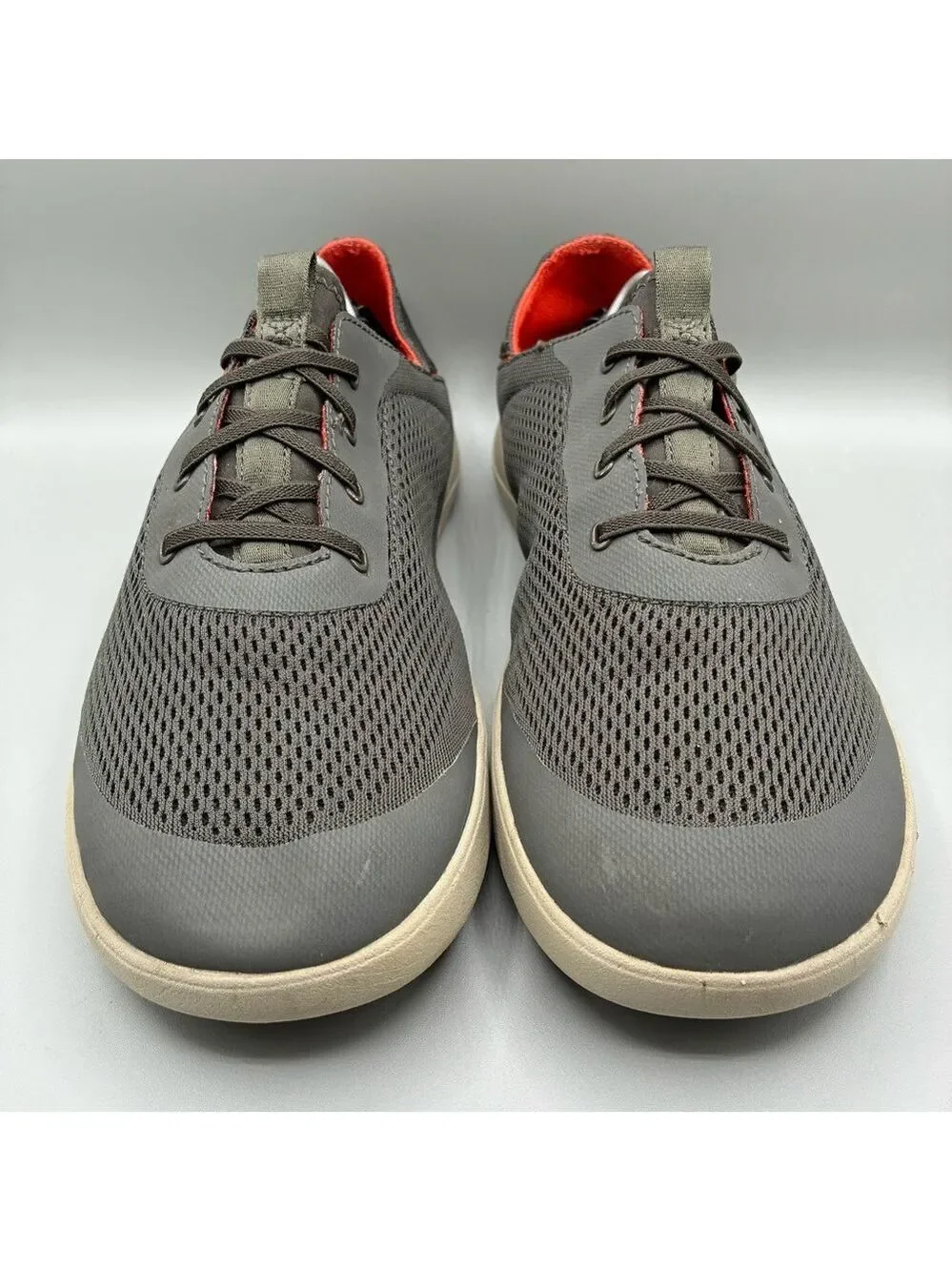 OluKai Moku Poe Slip On Shoes Men’s 12 Gray Red Boat Sneakers 10472-4EKZ